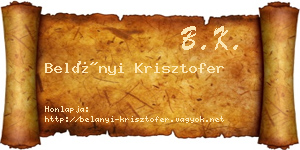 Belányi Krisztofer névjegykártya